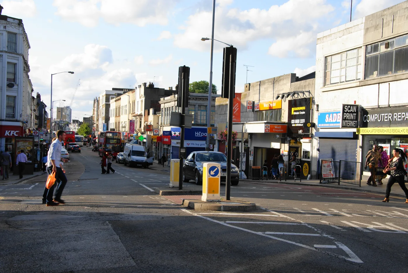 London Road outside West Croydon station. The photograph does not show anyone applying for help