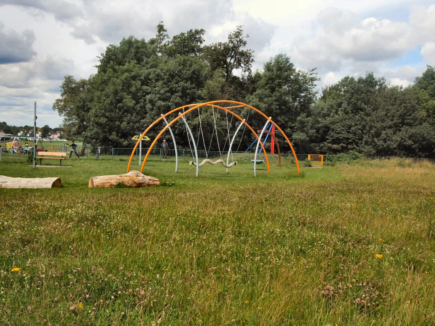 Swings in the play area at Lloyd Park, Croydon